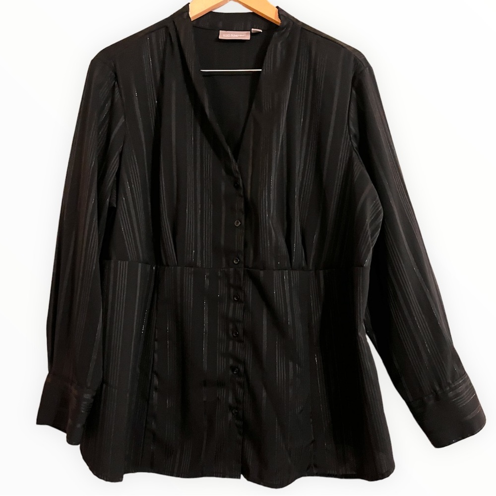 Croft & Barrow Metallic Stripe Stretch Button Front Blouse